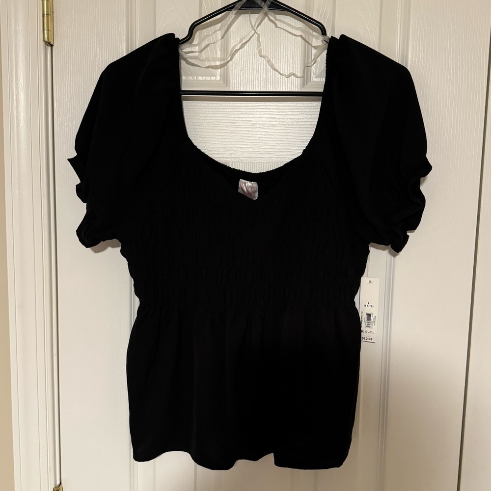 Ruched Black Top